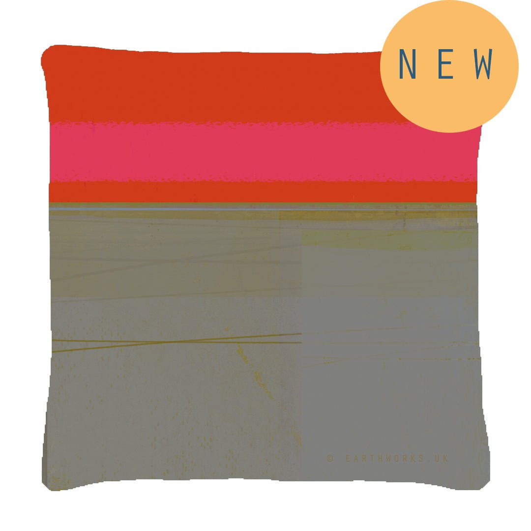 cushion - COAST - TAUPE pink and red and taupe colours