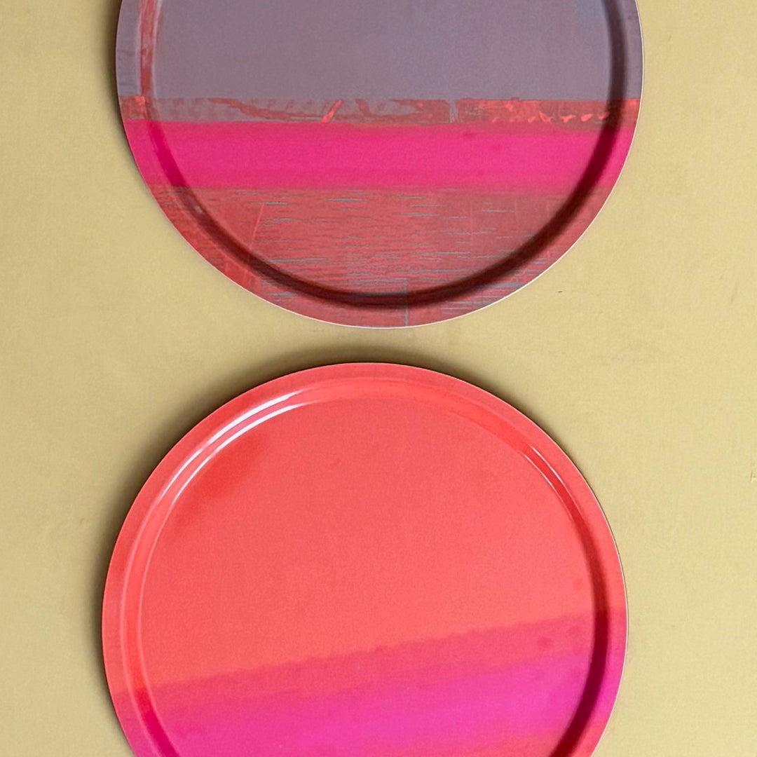 Set of 2 Round Trays - PINK & ORANGE - E A R T H W O R K S