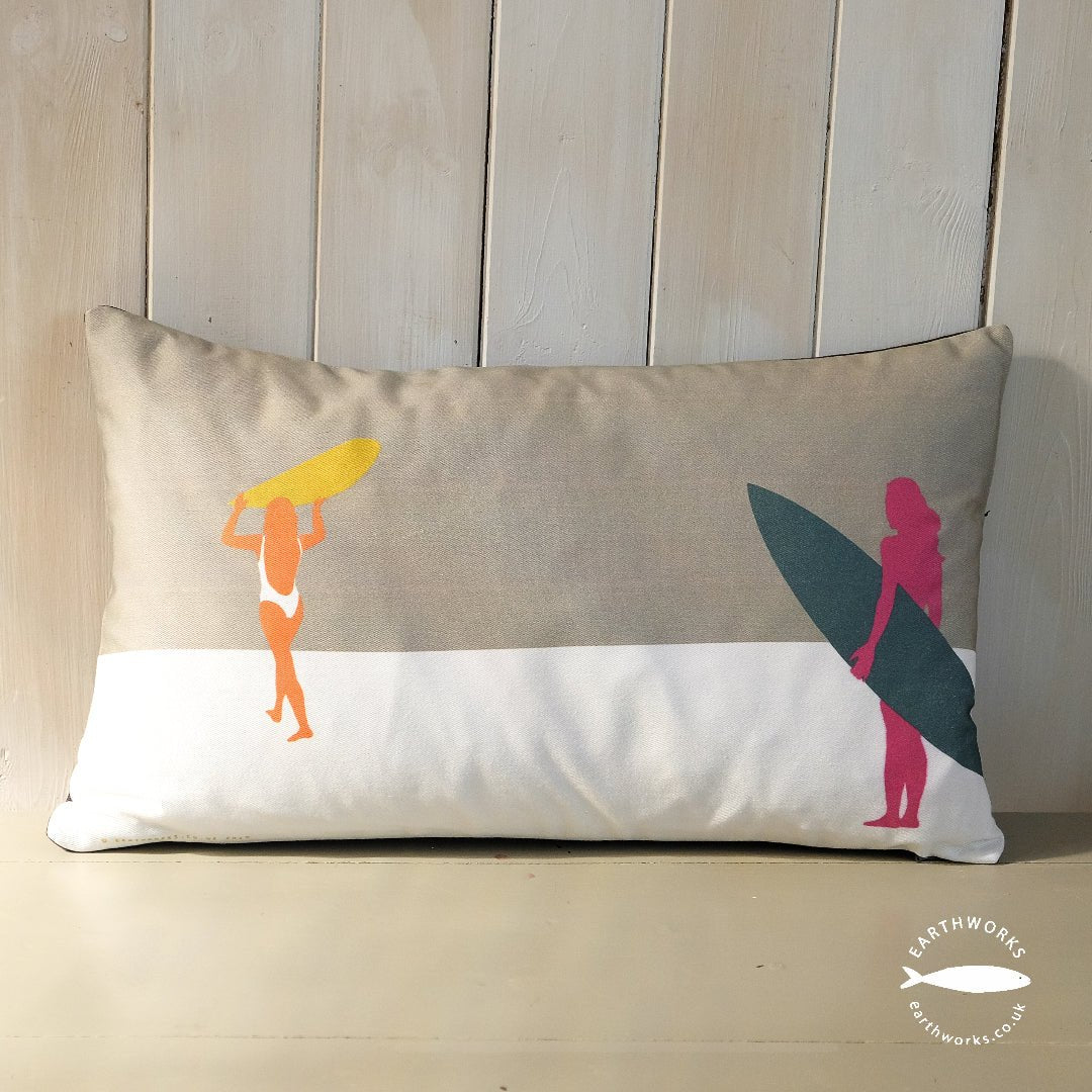 cushion - SURF GREY coastal surf throw cushion 