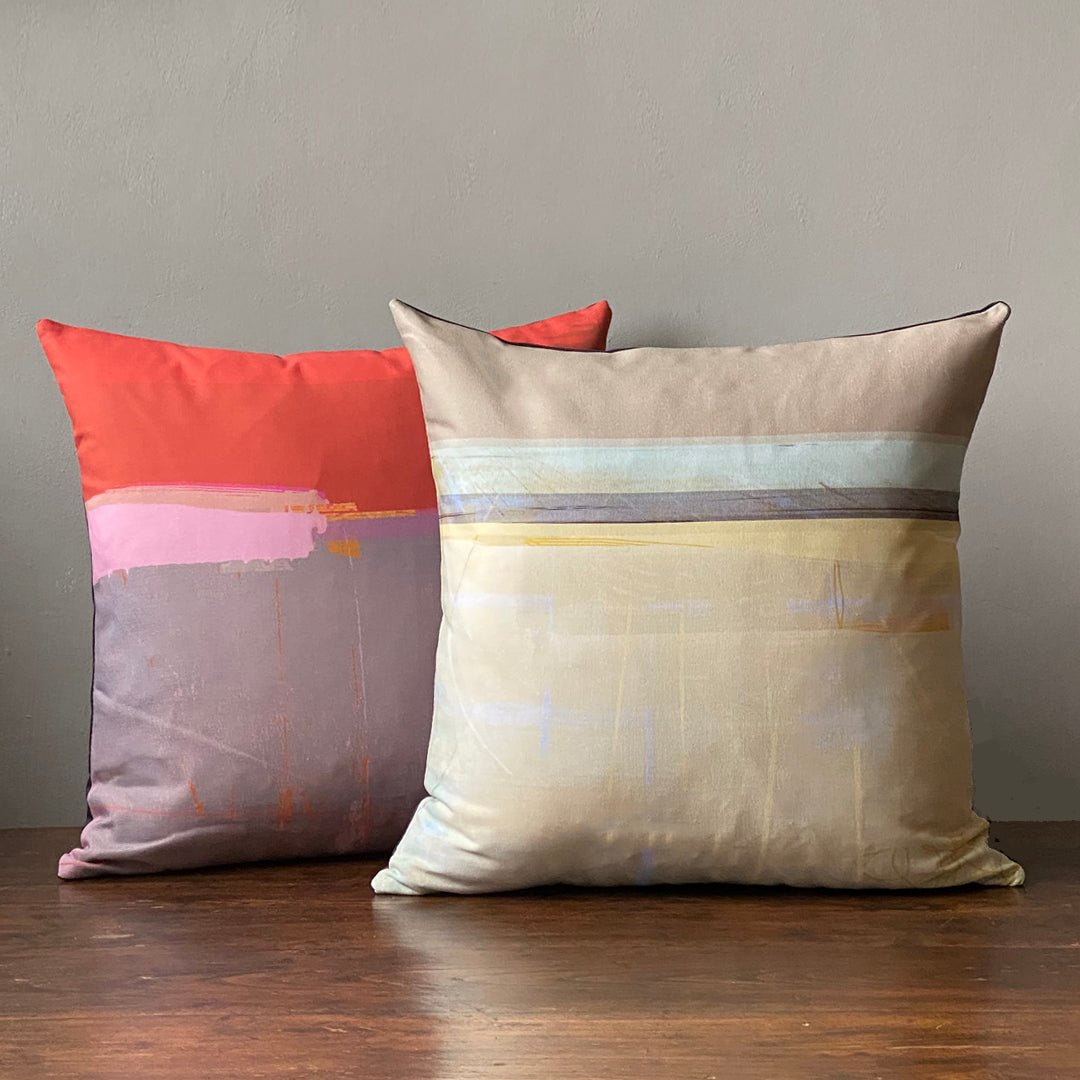 cushion - PAINTBOX GREY decorative sofa throw pillow abstract coastal design 45cm 60cm cotton home decor EARTHWORKS