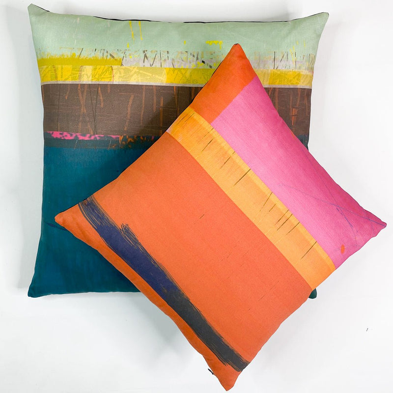 cushion - PAINTBOX TEAL decorative coastal design teal 45cm 60cm sofa chair cushion throw pillow home decor EARTHWORKS