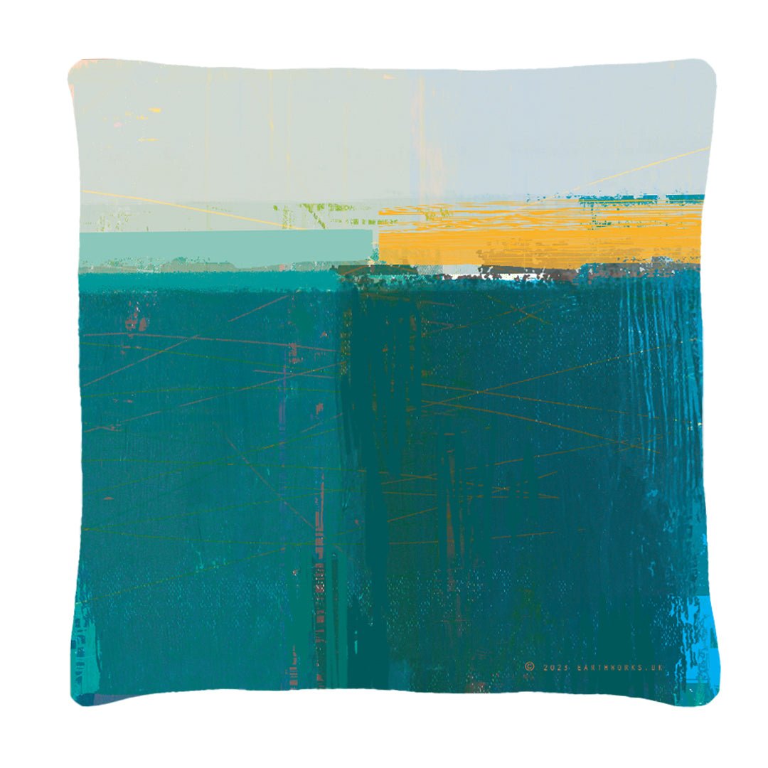 cushion - HEADLAND TEAL decorative cushion teal cotton 45cm 60cm EARTHWORKS