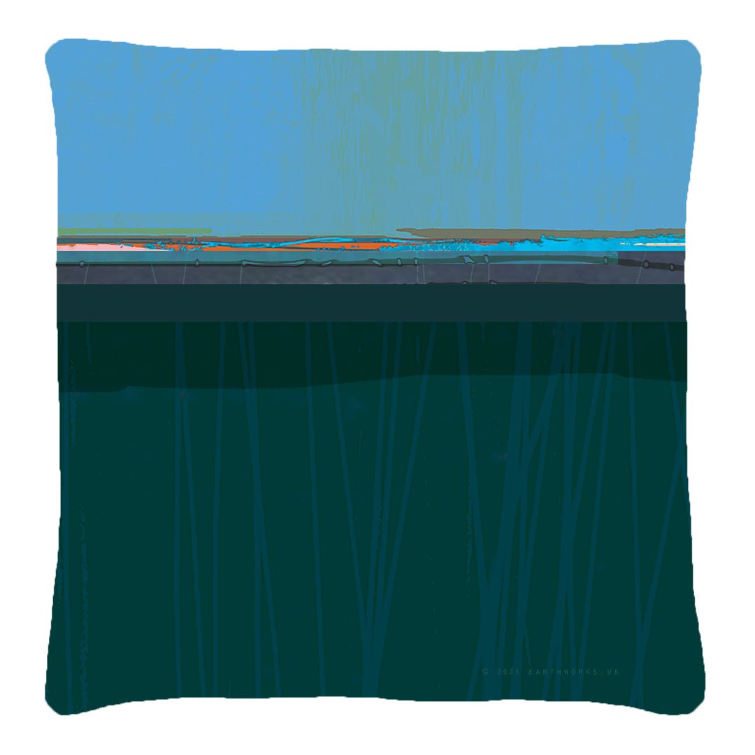 cushion - INKPOT TEAL colourful decorative cushion sofa throw pillow cotton 45cm teal and blue EARTHWORKS