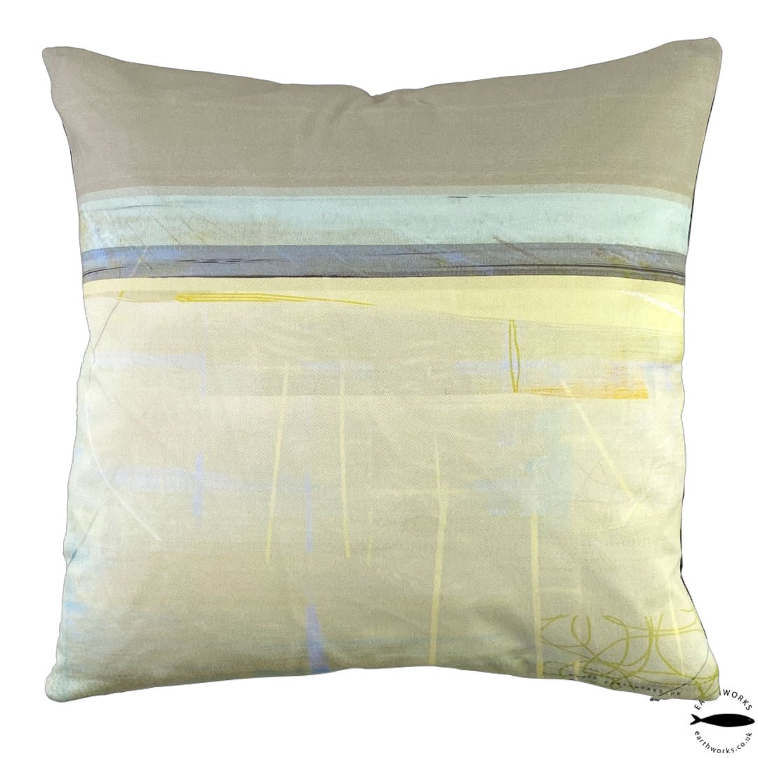 cushion - PAINTBOX GREY decorative abstract coastal design 45cm 60cm cotton home decor EARTHWORKS