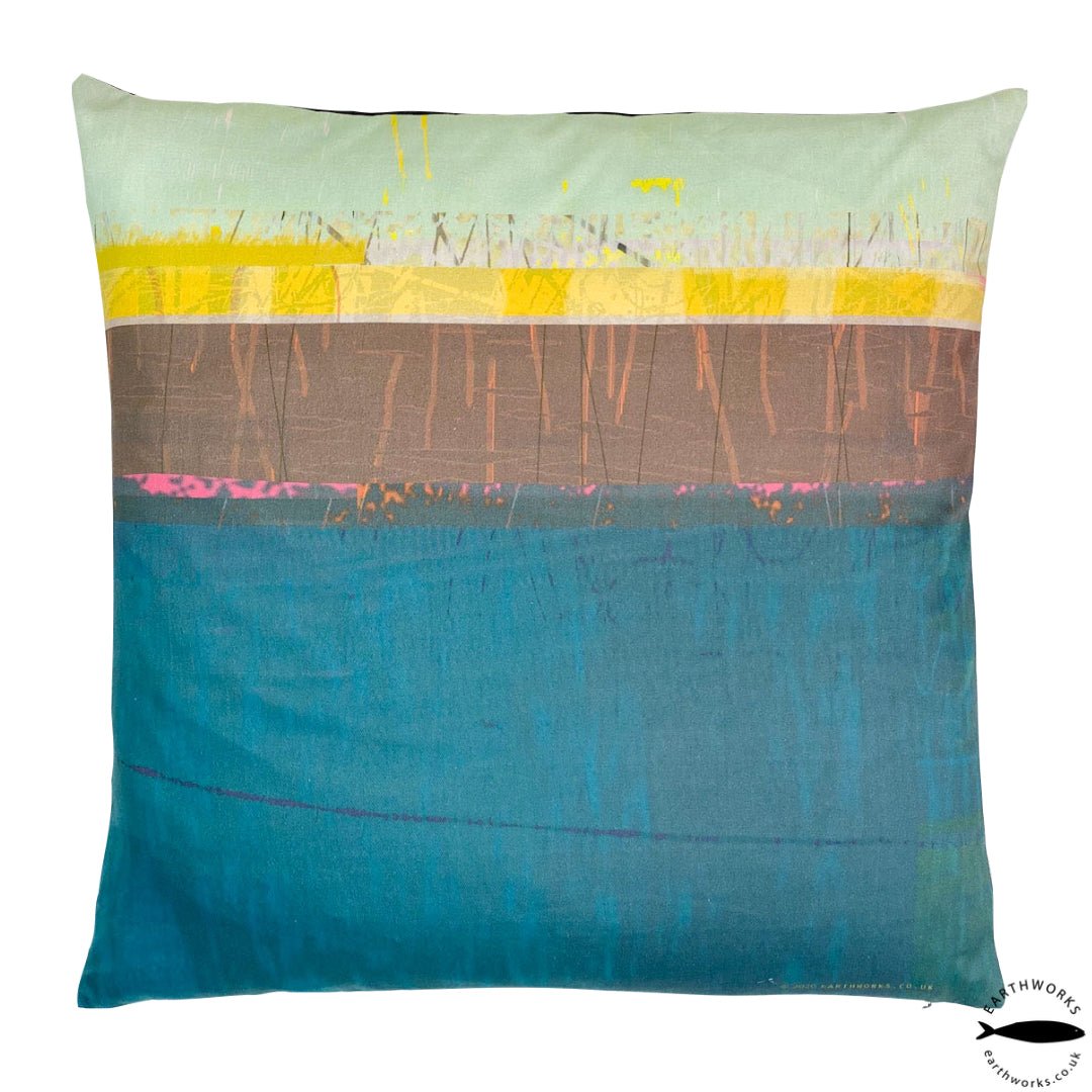 cushion - PAINTBOX TEAL decorative teal 45cm 60cm sofa chair cushion throw pillow home decor EARTHWORKS