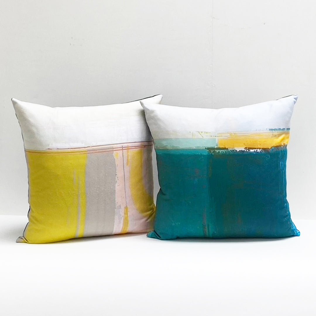 cushion HEADLAND GREY colourful abstract design decorative cushion 45cm EARTHWORKS