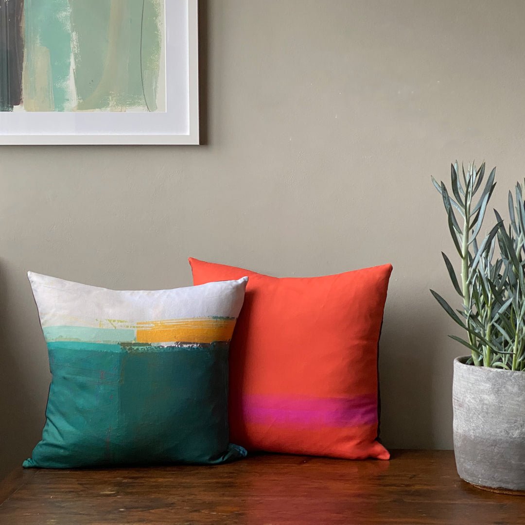 cushion - HEADLAND TEAL colourful teal green cushion chair sofa throw pillow cushion EARTHWORKS