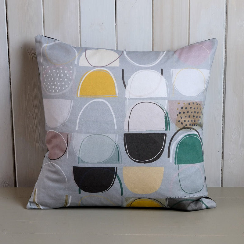 cushion - LOBSTER POTS BLUE decorative abstract design cushion sofa throw pillow 45cm 60cm cotton home decor colourful EARTHWORKS