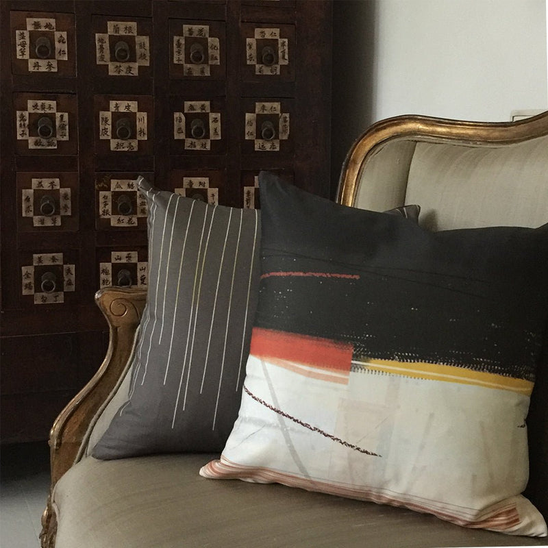 cushion - CHARCOAL LINES ON SOFA on sofa