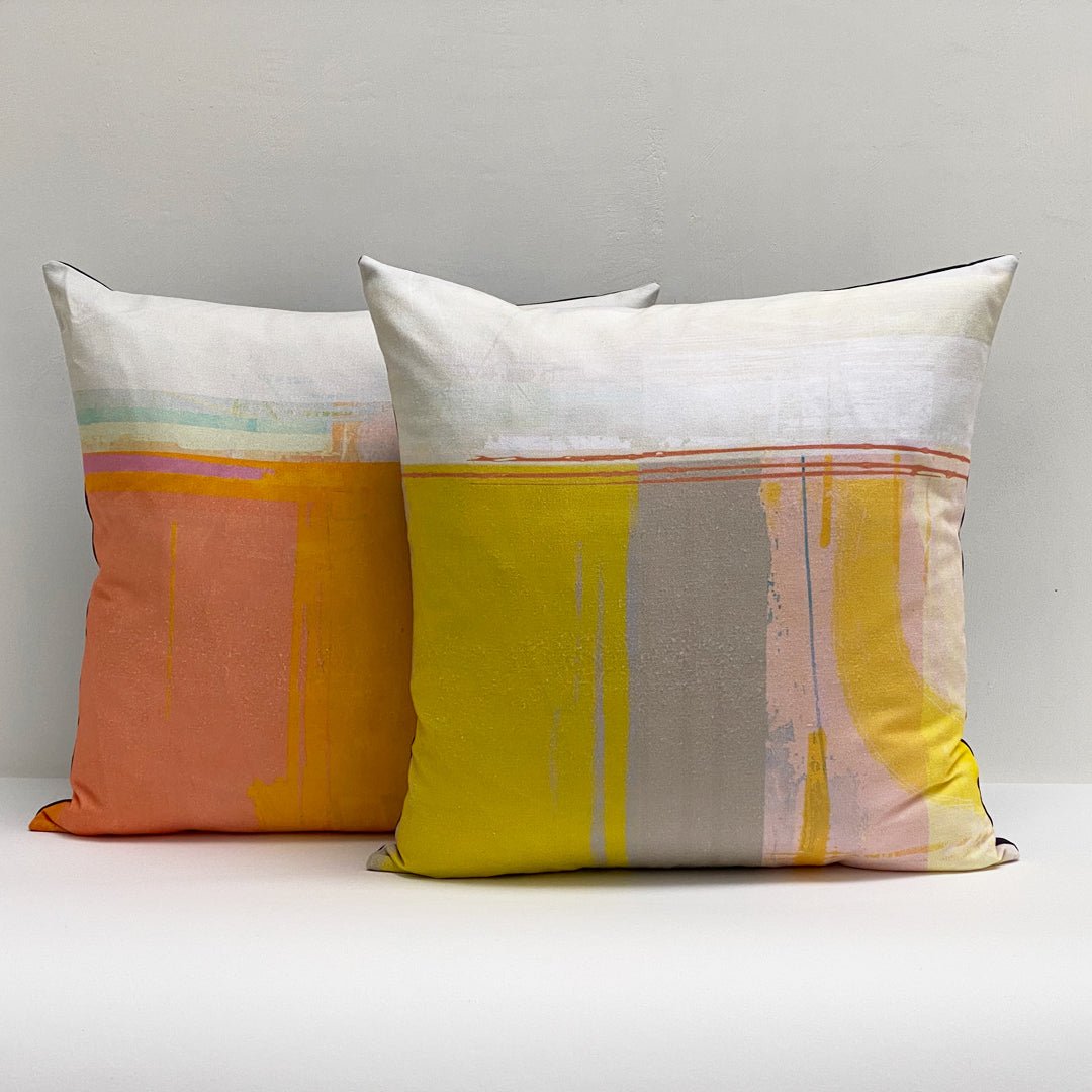 cushion - HEADLAND CORAL colourful cushion cotton 45cm EARTHWORKS 