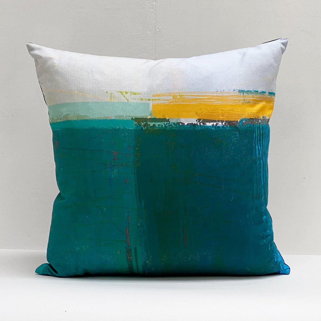 cushion - HEADLAND TEAL decorative cushion teal cotton 45cm 60cm home decor design EARTHWORKS