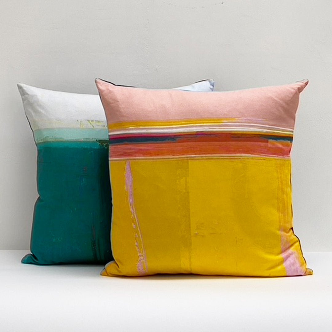 cushion - HEADLAND OCHRE colourful decorative cotton 45cm EARTHWORKS