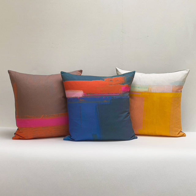 cushion - HEADLAND CORAL sofa cushion pink and orange cotton 45cm EARTHWORKS