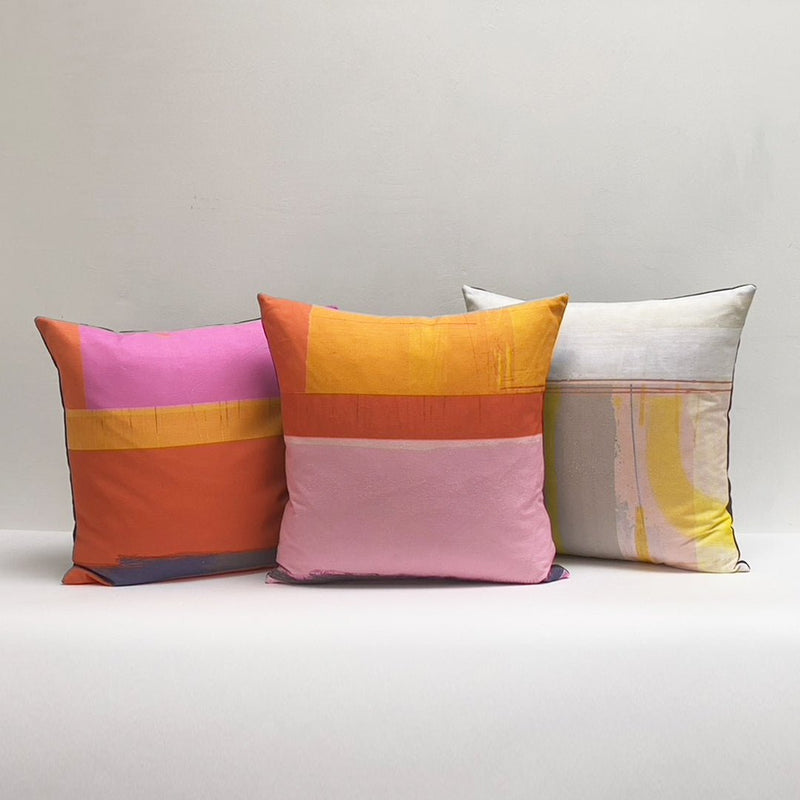 cushion - HEADLAND PINK decorative cushion 45cm cotton pink and orange throw pillow cushion EARTHWORKS