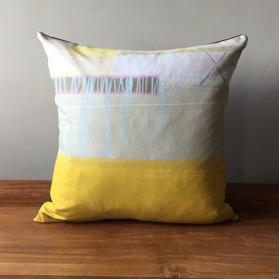 cushion - OCHRE BEACH decorative colourful ochre abstract coastal design home decor interior inspiration 45cm 60cm cotton EARTHWORKS