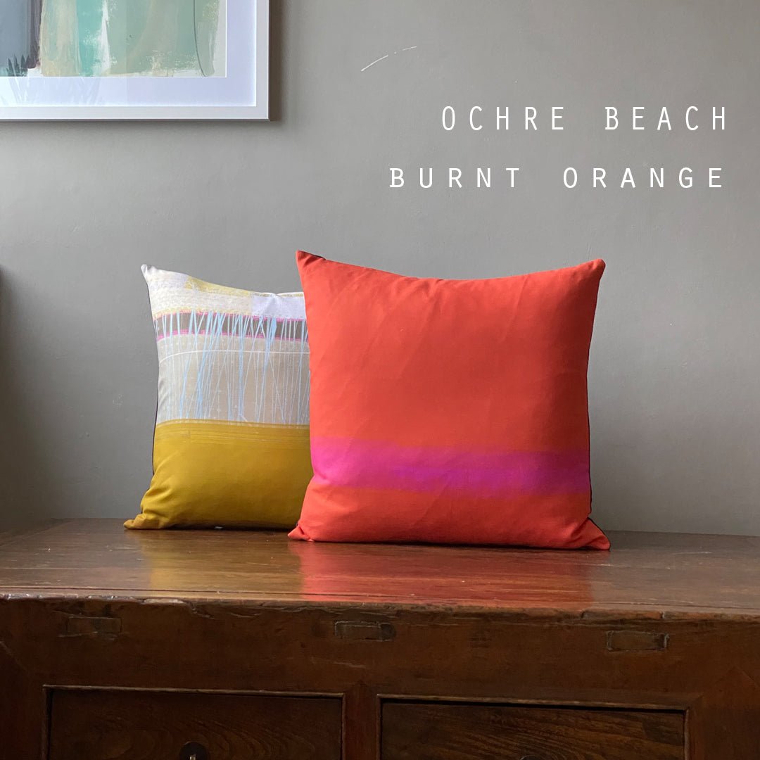 cushion - INKPOT BURNT ORANGE decorative home decor cushion pillow size 45cm 60cm sofa chair cushion EARTHWORKS 