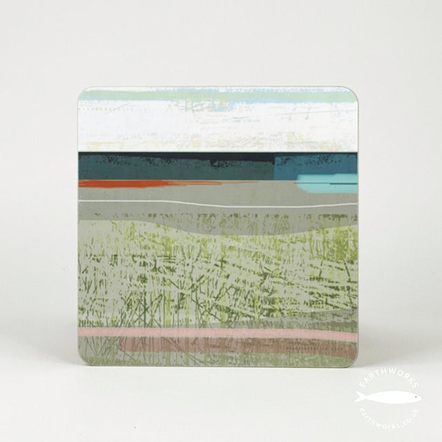 placemat set of 6 - COASTAL SQUARE earth colours greys landscape imagery