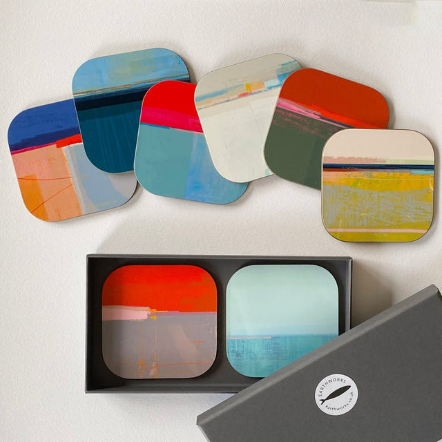 coaster art mat BOX SET of 8 - PATHS - E A R T H W O R K S