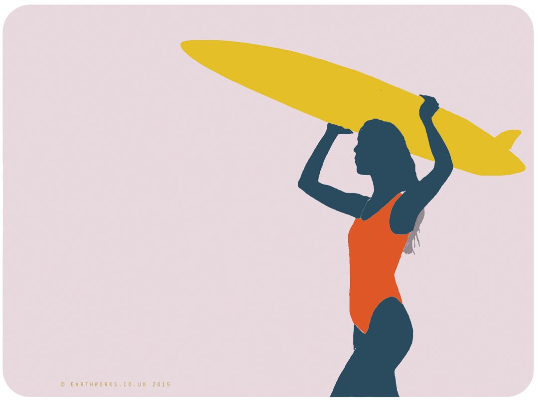 placemat - SURF GIRL  melamine placemat surf surfing girl surfboard