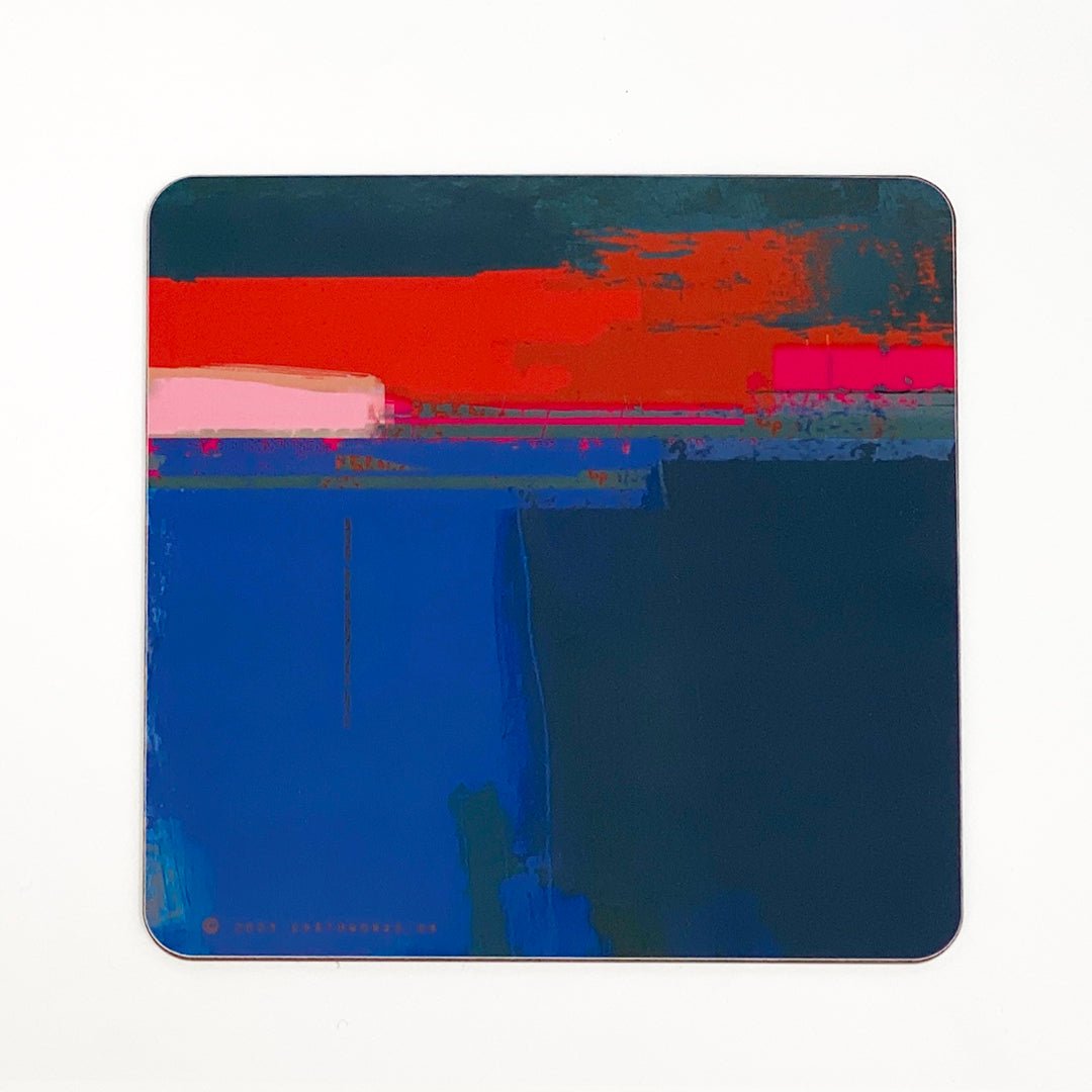 placemat set of 6 - HEADLAND SQUARE cobalt blue and red and pink