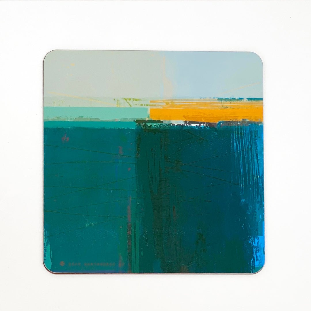 placemat set of 6 - HEADLAND SQUARE teal colour luxury cor-backed table mat