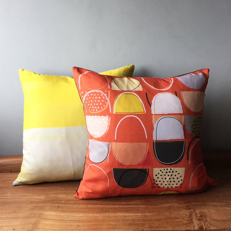 cushion - LOBSTER POTS RED decorative cushion abstract design mid-century colourful red cushion sofa throw pillow 45cm 60cm cotton EARTHWORKS
