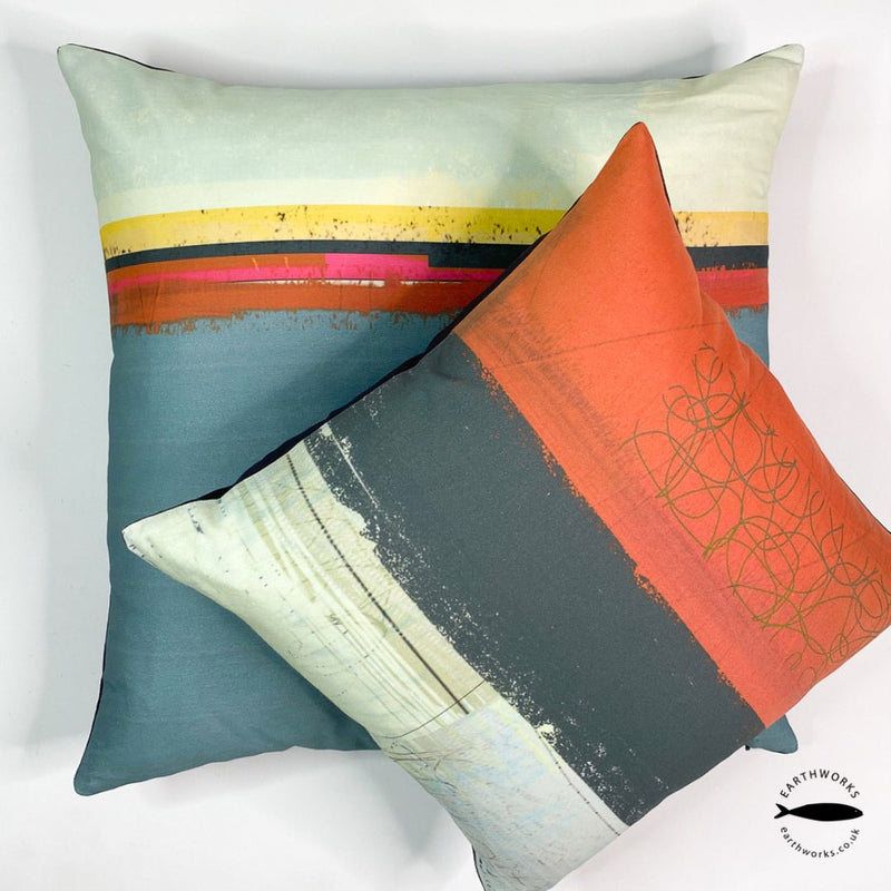 cushion - PAINTBOX LIGHT BLUE decorative colourful blue coastal cushion pillow 45cm 60cm cotton home decor EARTHWORKS 