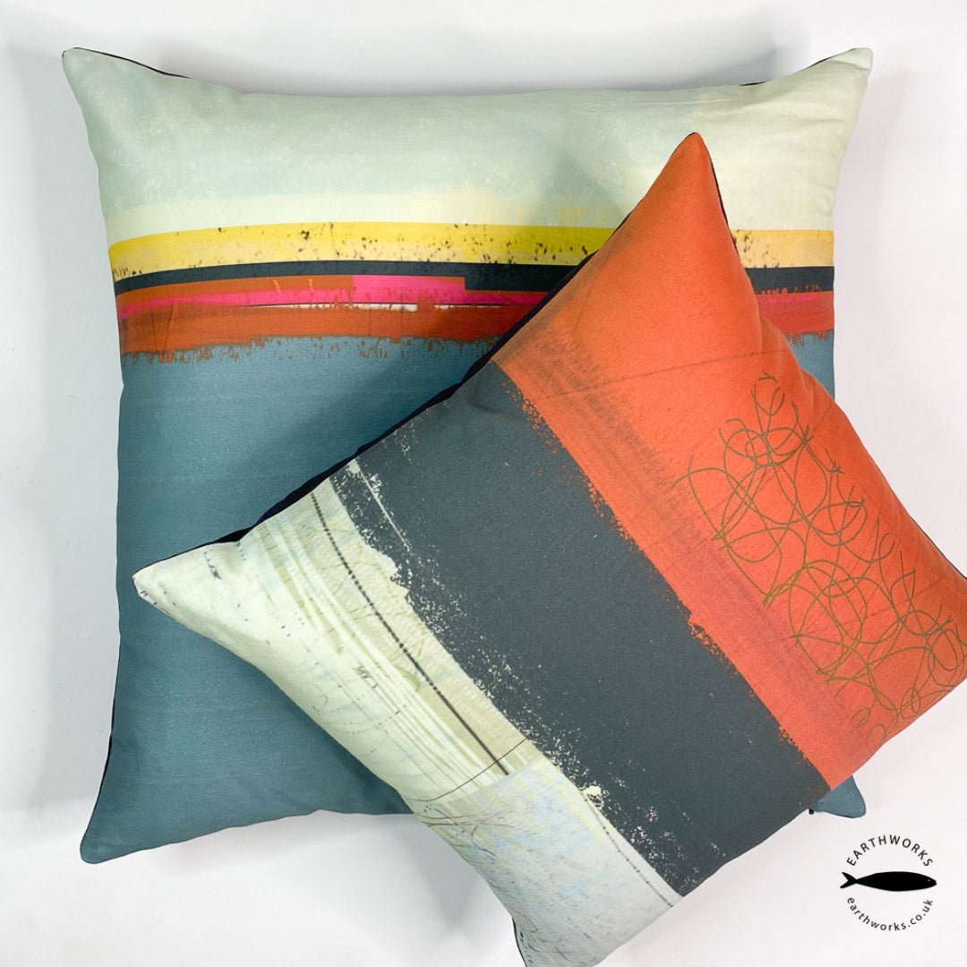 cushion - PAINTBOX LIGHT BLUE decorative colourful blue coastal cushion pillow 45cm 60cm cotton home decor EARTHWORKS 