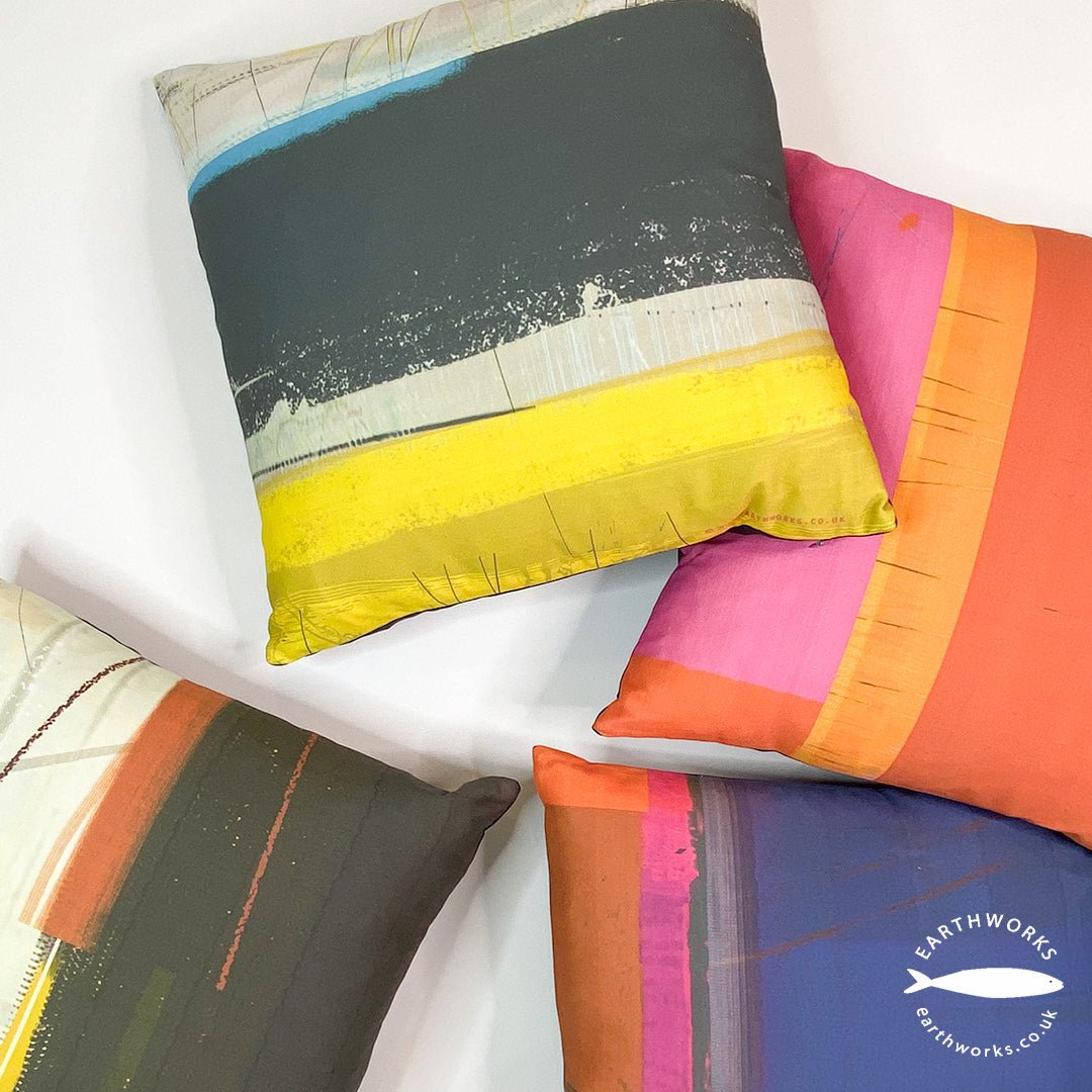 cushion - SLATE blue and ochre coastal contemporary home decor