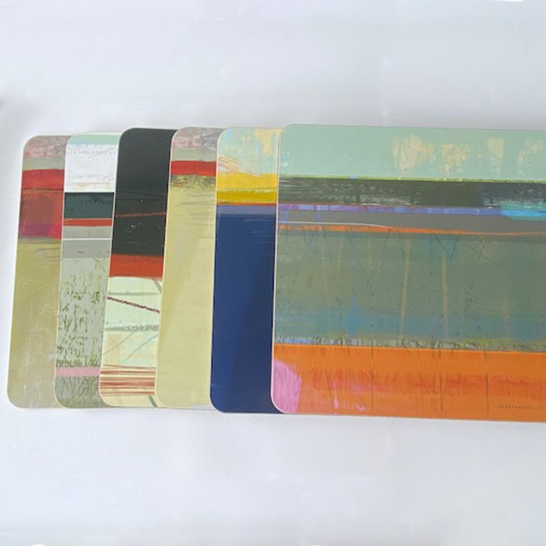 placemat set of 6 - COASTAL SQUARE colourful art placemat set coastal colour muted natural colours earth colours