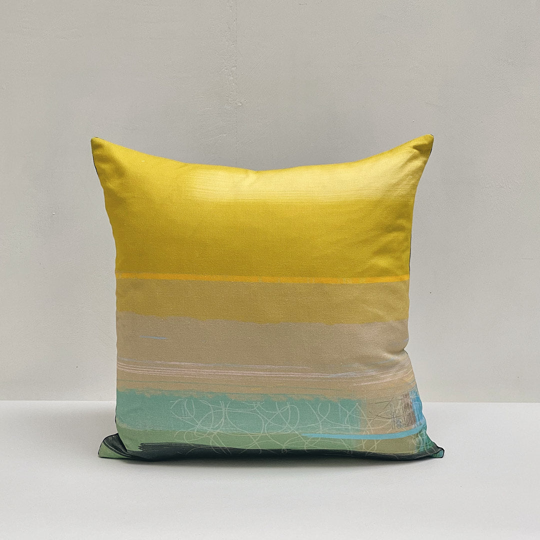 cushion - POOL OCHRE blue tones with tuquoise