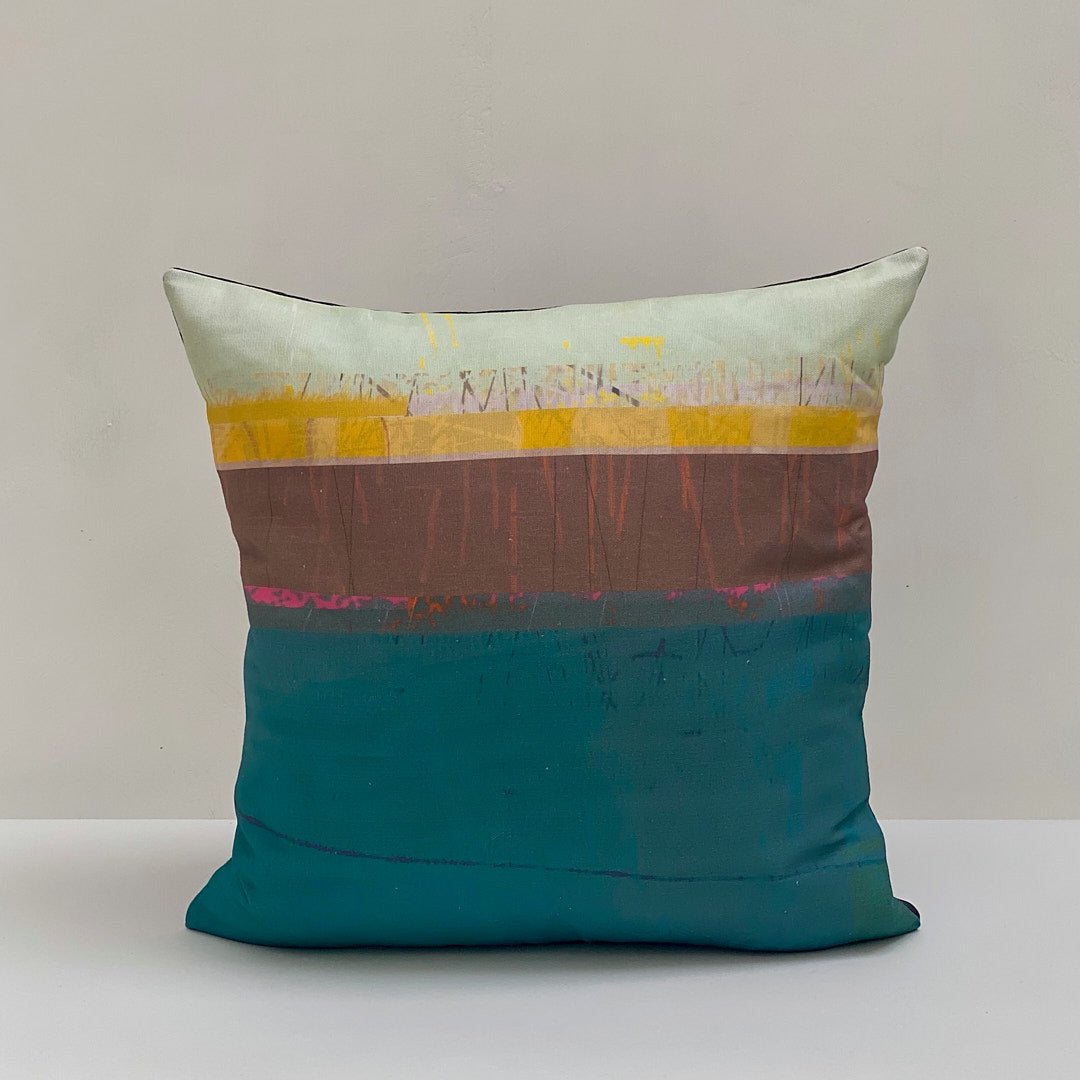 cushion - PAINTBOX TEAL decorative colourful coastal design teal 45cm 60cm sofa chair cushion throw pillow home decor EARTHWORKS