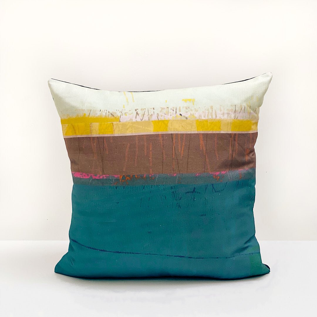 cushion - PAINTBOX TEAL colourful coastal design teal 45cm 60cm sofa chair cushion throw pillow home decor EARTHWORKS