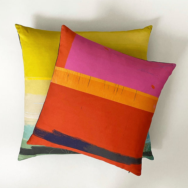 cushion - POOL OCHRE blue and green abstract contemporary design