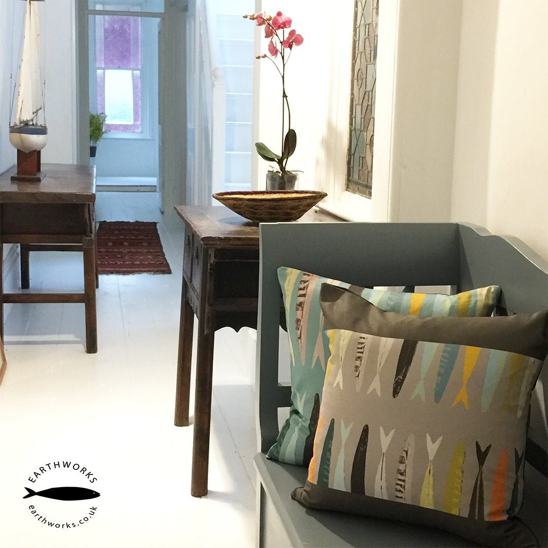 cushion - FISH TAILS GREY sofa throw pillow EARTHWORKS