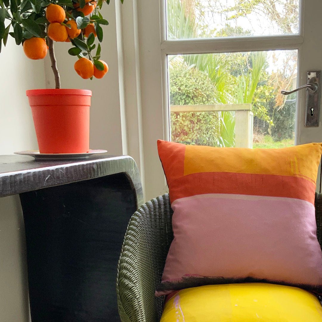 cushion - HEADLAND PINK colourful decorative sofa chair cushion pillow 45cm cotton home decor  EARTHWORKS